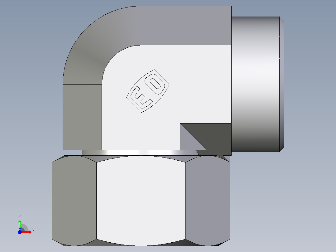 卡套式工业通用硬管接头EO_Swivel_nut_elbow_EW28LOMDCF前视图