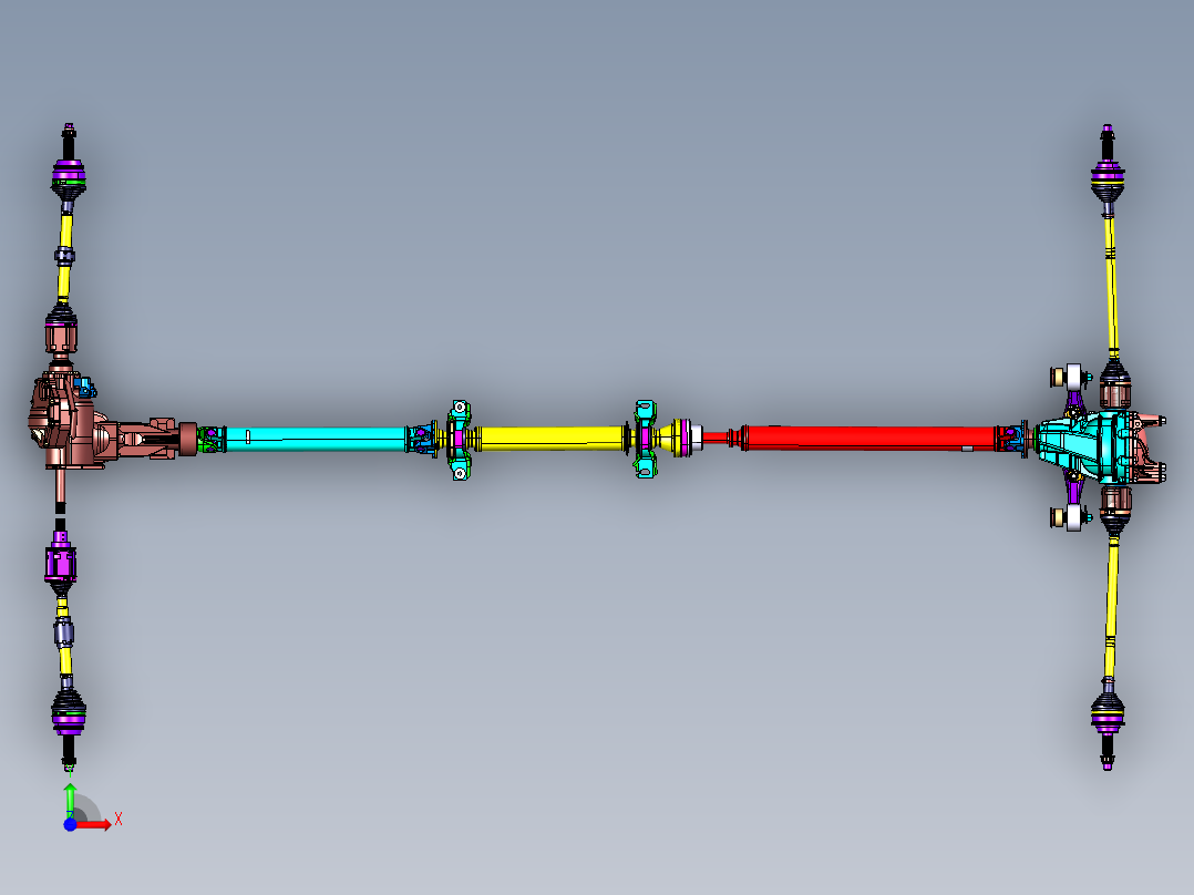 四驱传动轴系统模型801328前视图