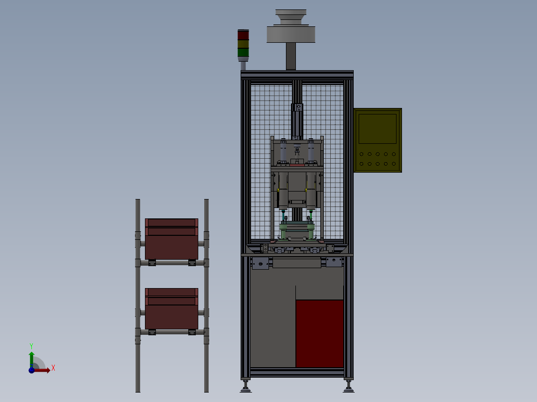 两轴自动销钉涂油压装机前视图