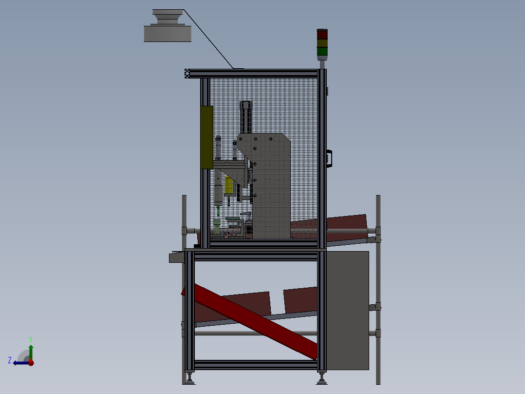 两轴自动销钉涂油压装机右视图