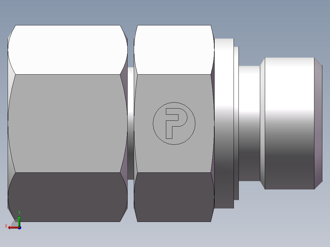 直通管螺纹组合接头、2DC-08-22WD后视图