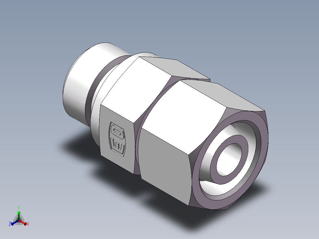 直通管螺纹组合接头、2DC-08-22WD正等轴测图