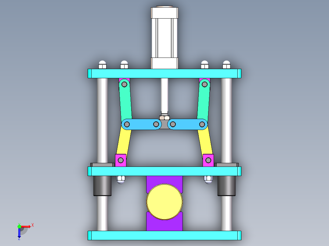 连杆夹紧机构俯视图