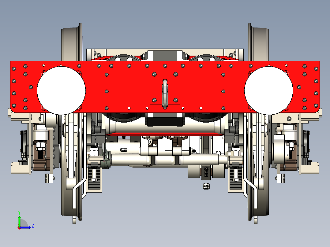 蒸汽车主框架（含传动装置与发动机）左视图