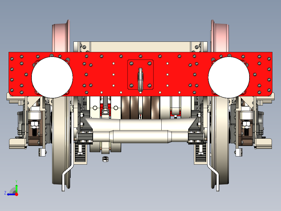 蒸汽车主框架（含传动装置与发动机）右视图