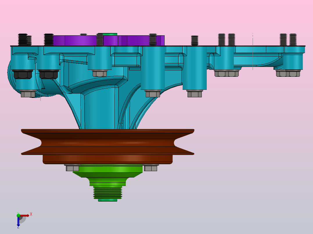 罗孚V8别克215水泵总成俯视图