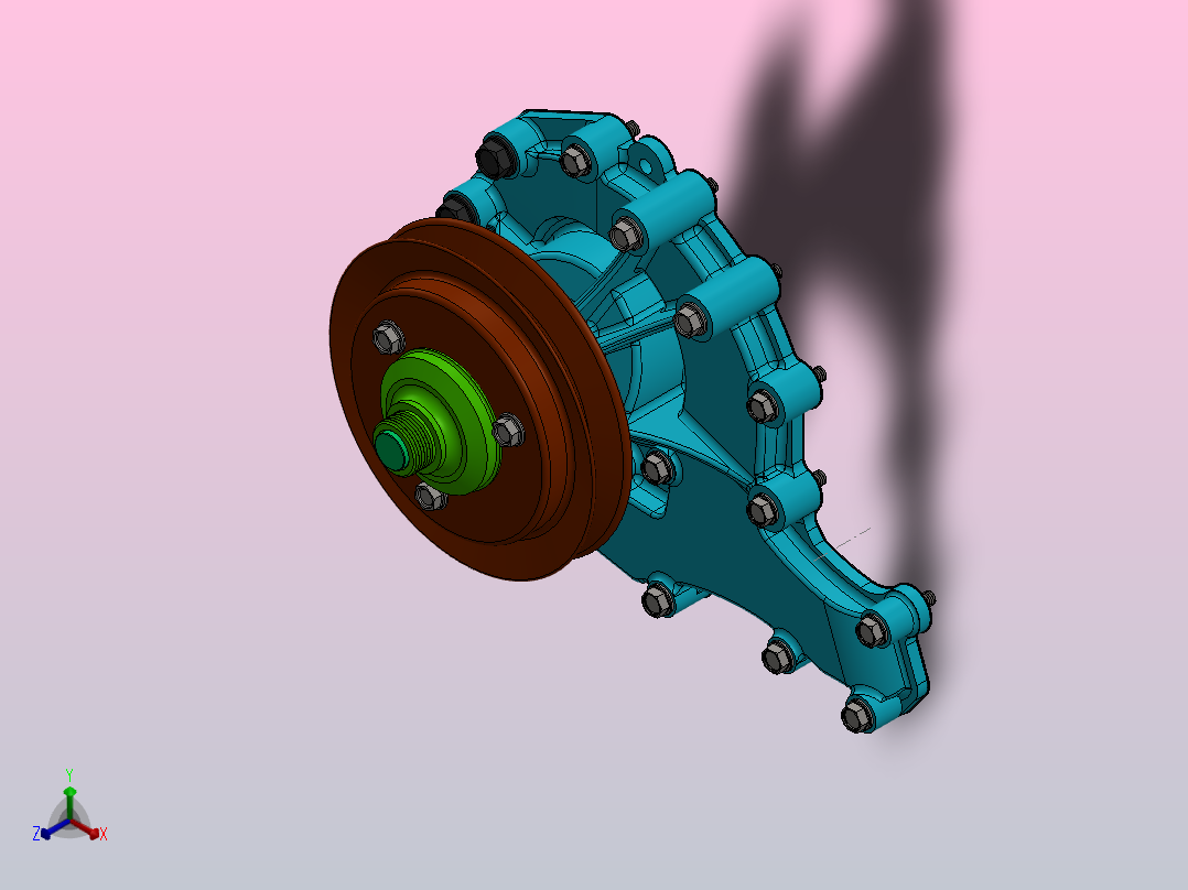 罗孚V8别克215水泵总成正等轴测图