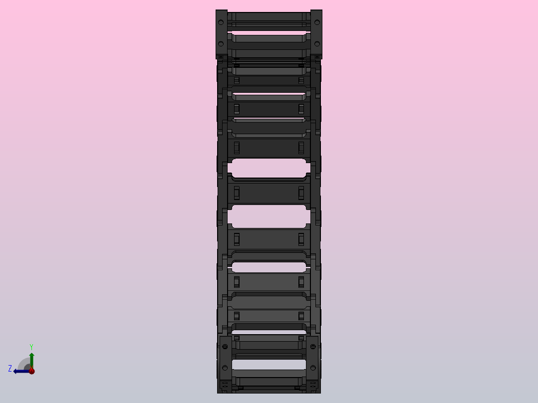 内高35弯曲半径200两侧打开型DA桥式拖链DMD35BDA-35-100-200R-30右视图