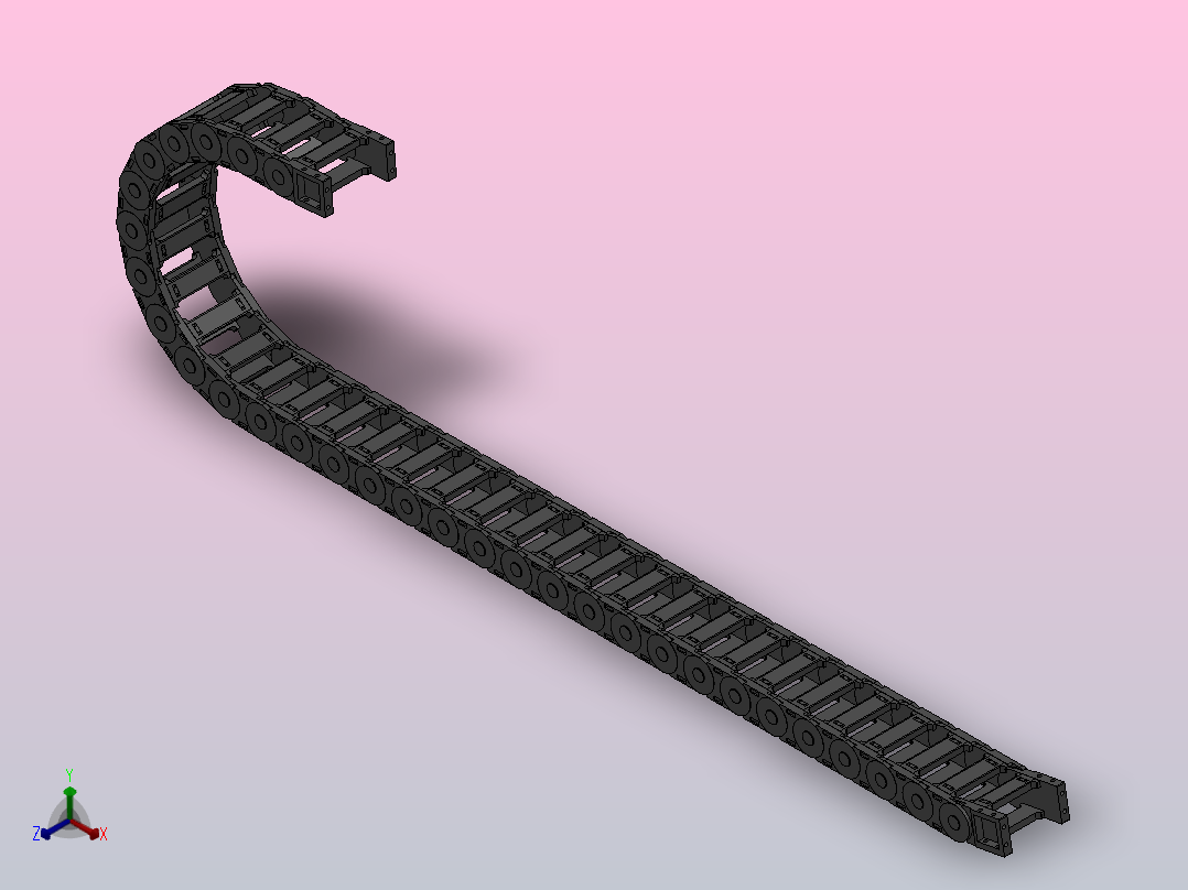 内高35弯曲半径200两侧打开型DA桥式拖链DMD35BDA-35-100-200R-30正等轴测图