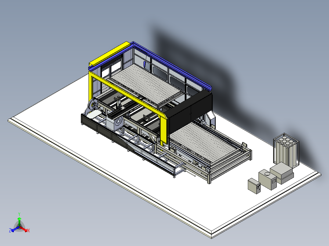 激光光纤CNC数控机床正等轴测图