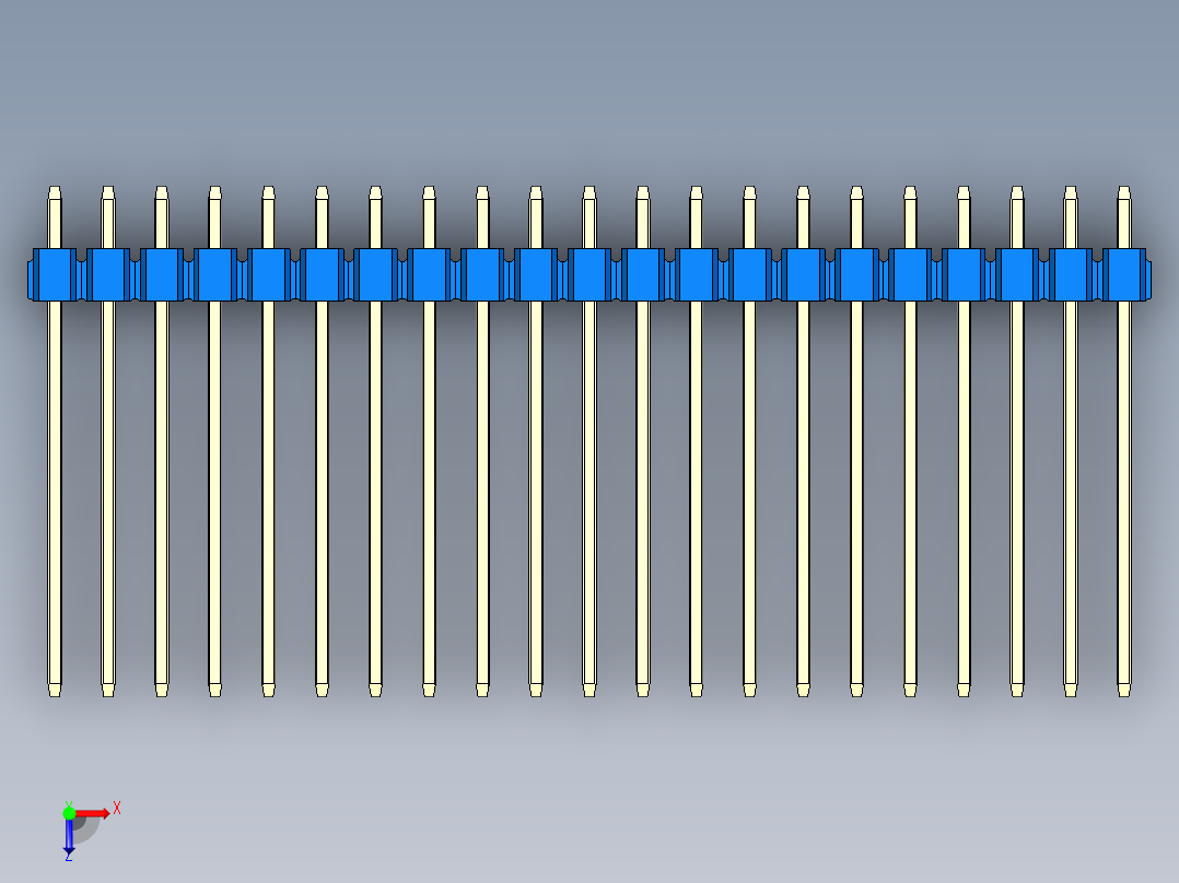 彩色公头100mil（2.54mm）系列-DS1021_blue_3x21p_100mil_Type19_rev1.0俯视图