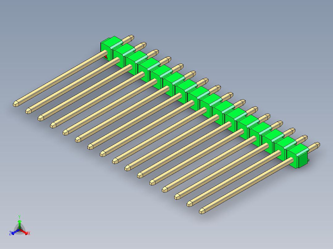 彩色公头100mil（2.54mm）系列-DS1021_green_1x16p_100mil_Type19_rev1.0主视图