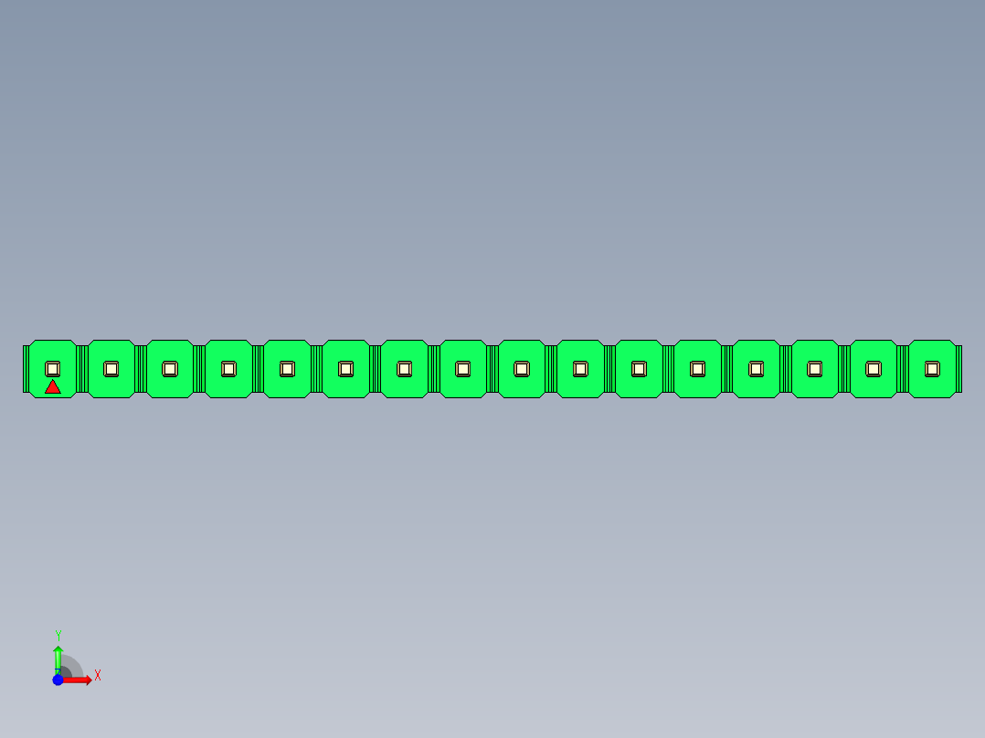 彩色公头100mil（2.54mm）系列-DS1021_green_1x16p_100mil_Type19_rev1.0前视图