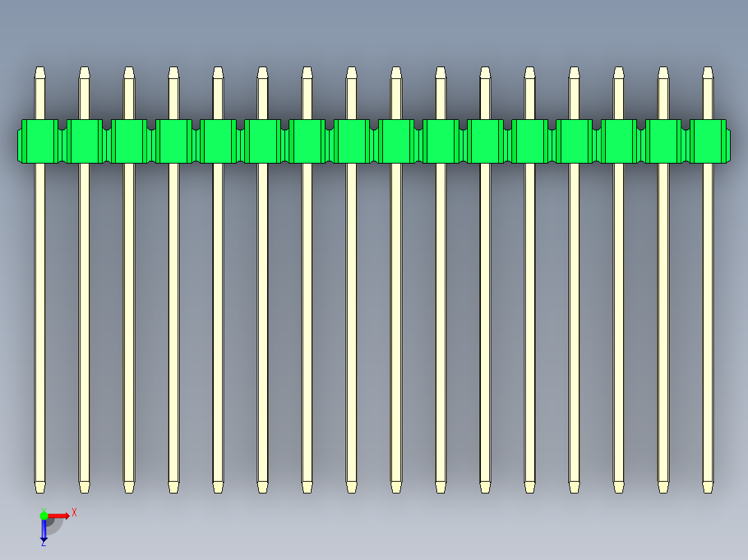 彩色公头100mil（2.54mm）系列-DS1021_green_1x16p_100mil_Type19_rev1.0俯视图