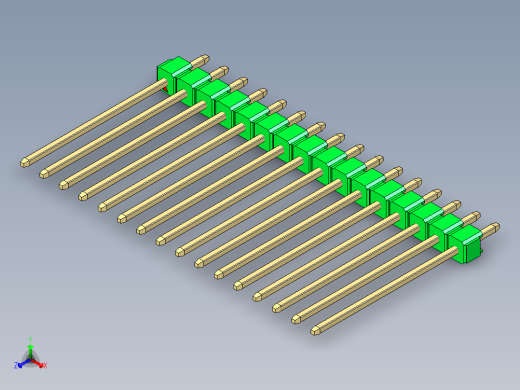 彩色公头100mil（2.54mm）系列-DS1021_green_1x16p_100mil_Type19_rev1.0正等轴测缩略图