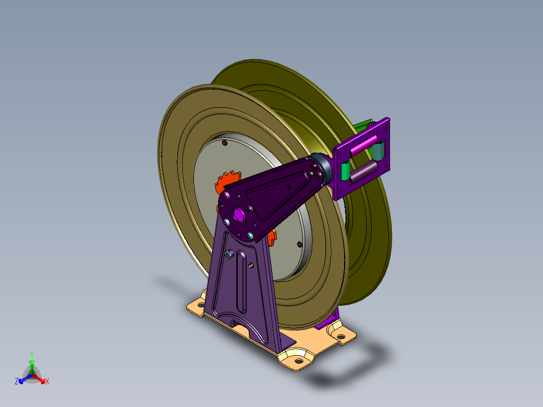 内置自锁自排自动伸缩卷管器收线器正等轴测图