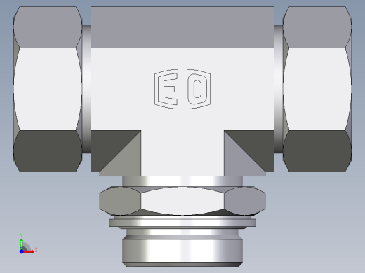 卡套式工业通用硬管接头EO_Adjustable_locknut_branch_tee_TEE35ZLMCF前视缩略图