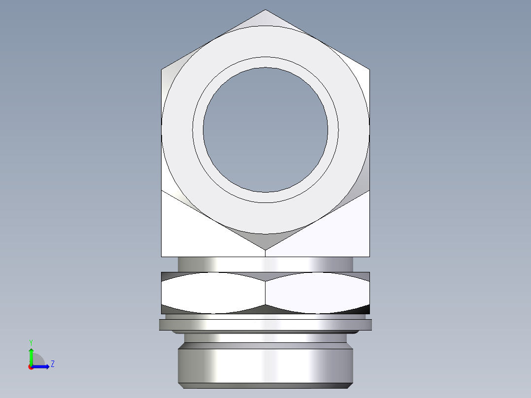 卡套式工业通用硬管接头EO_Adjustable_locknut_branch_tee_TEE35ZLMCF左视图
