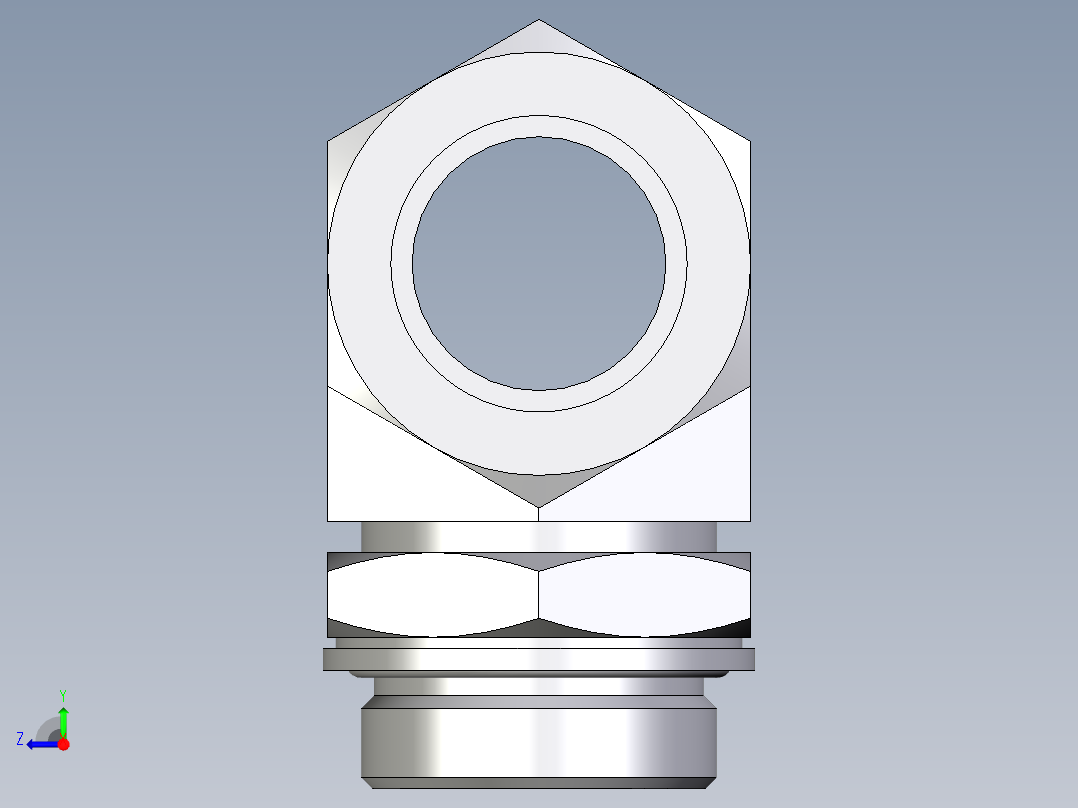 卡套式工业通用硬管接头EO_Adjustable_locknut_branch_tee_TEE35ZLMCF右视图