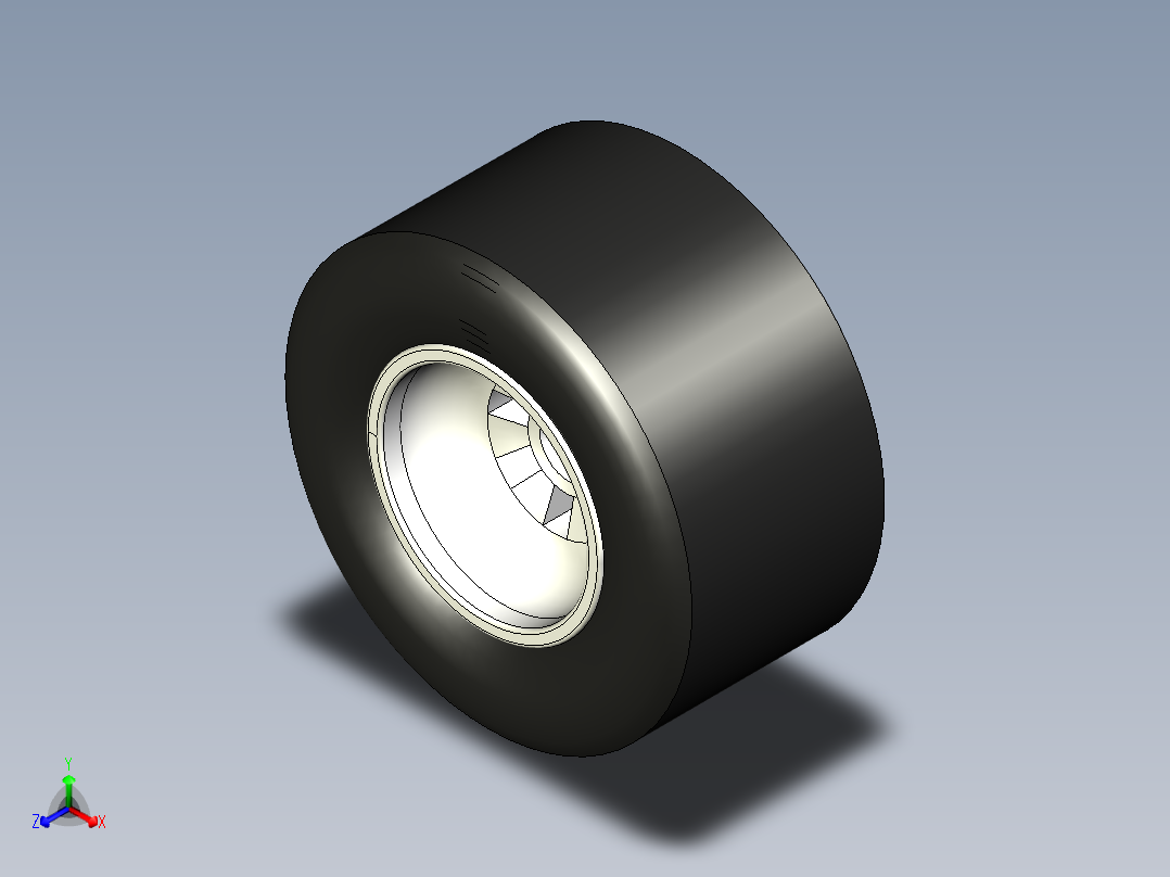 卡丁车前轮（轮胎+轮圈）正等轴测图