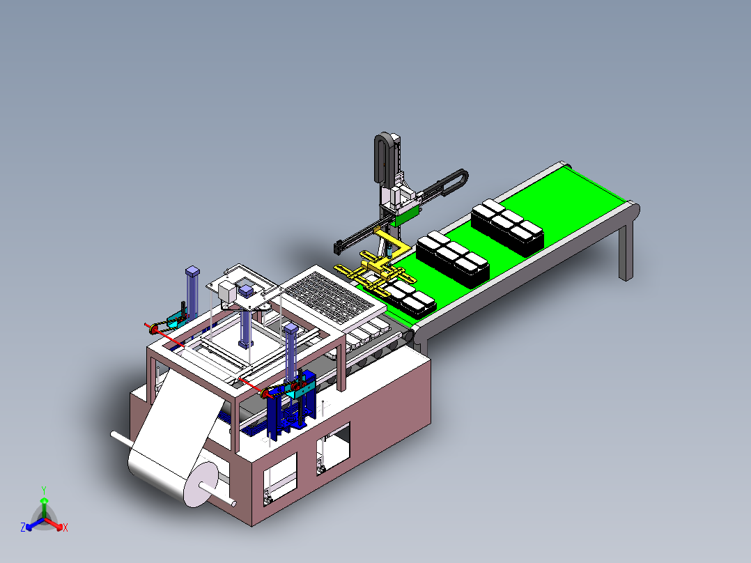 吸塑件自动堆叠机sw14正等轴测图