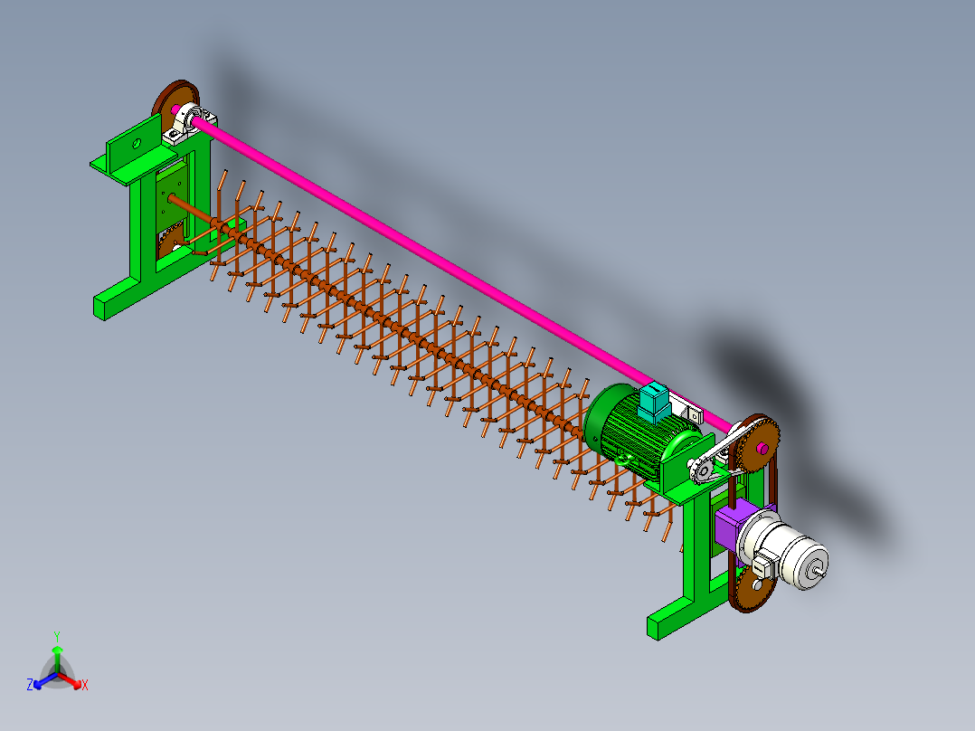 物料粗选机构设计图正等轴测图