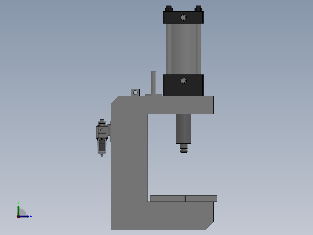 气动压力机行程固定式左视图