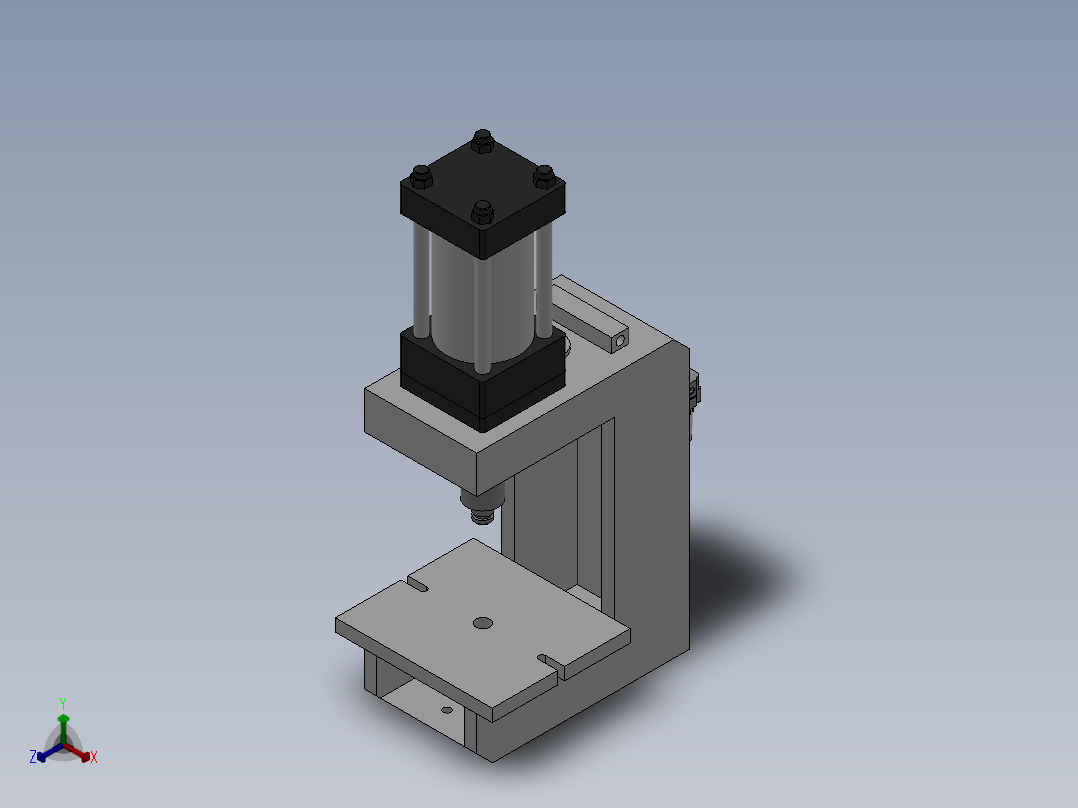 气动压力机行程固定式正等轴测图