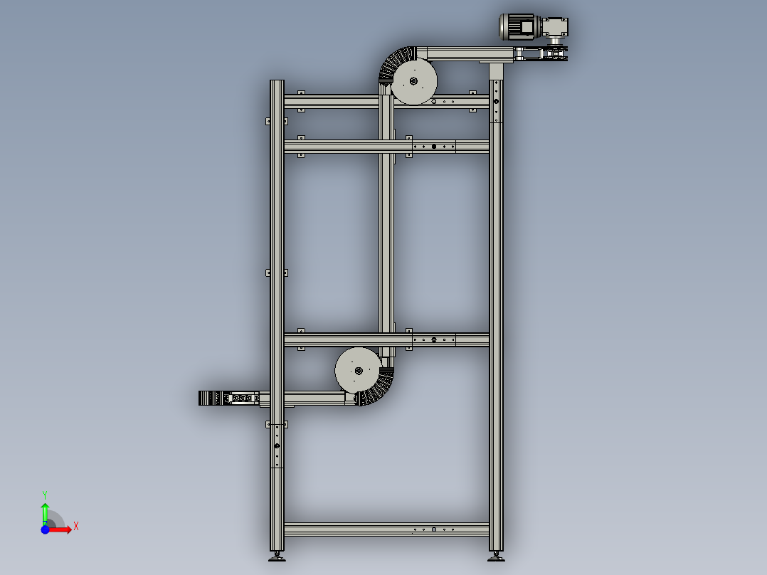 医药食品加工生产线弯道循环输送带传送前视图
