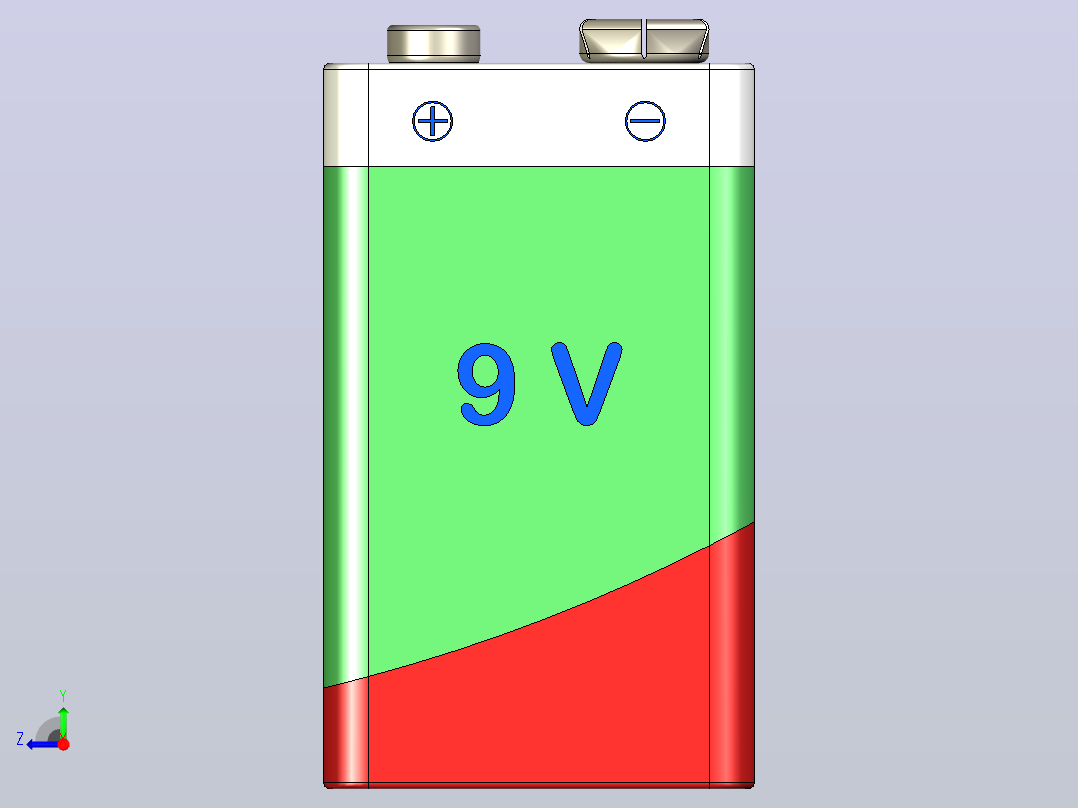 9v方块电池模型3D图纸 STEP格式右视图