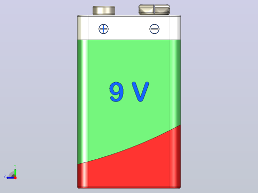 9v方块电池模型3D图纸 STEP格式右视缩略图