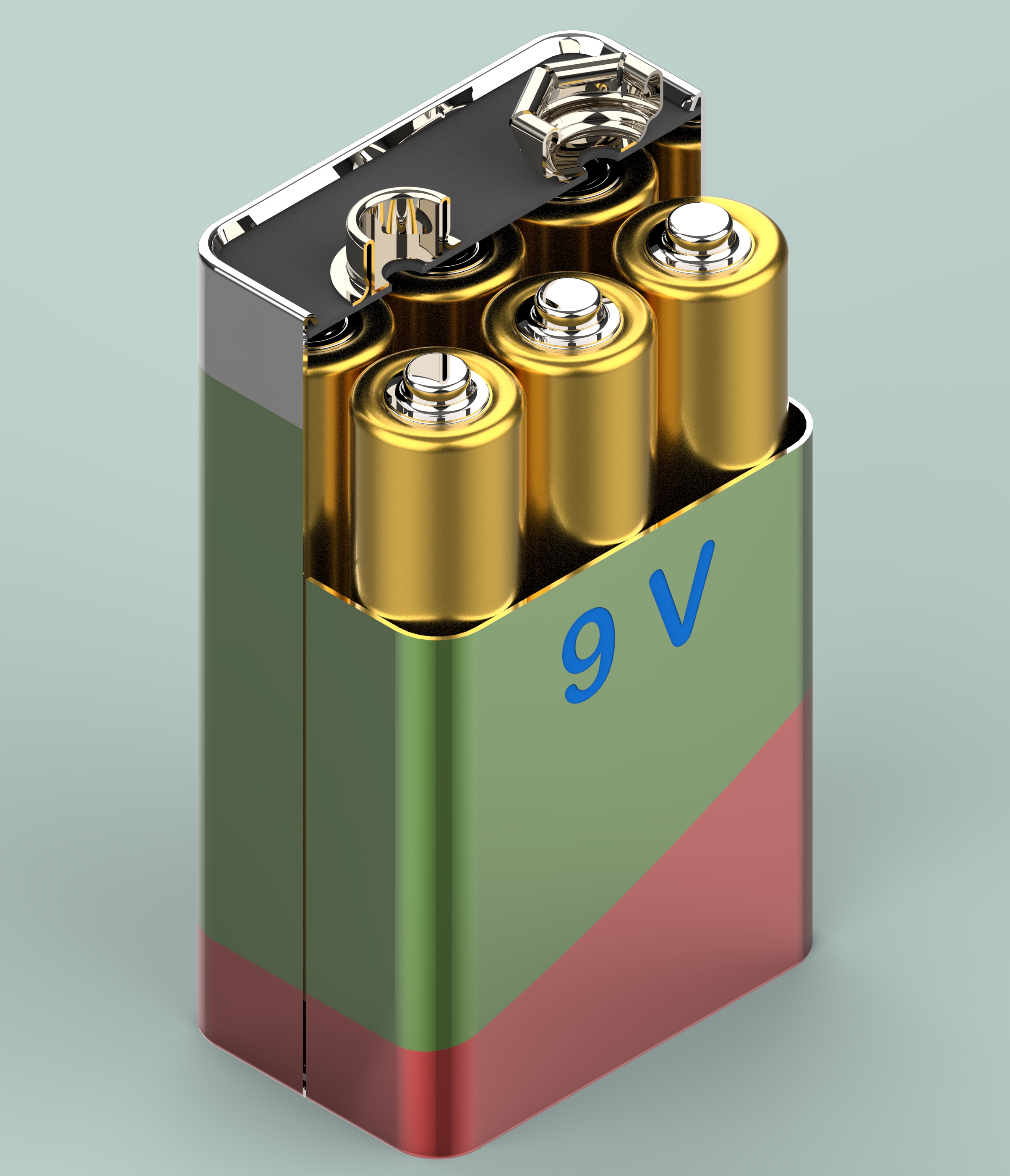 9v方块电池模型3D图纸 STEP格式