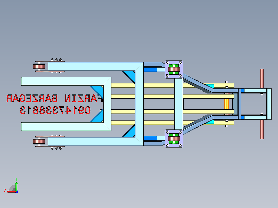 工业手动液压堆高车3D数模图纸 STP格式后视图