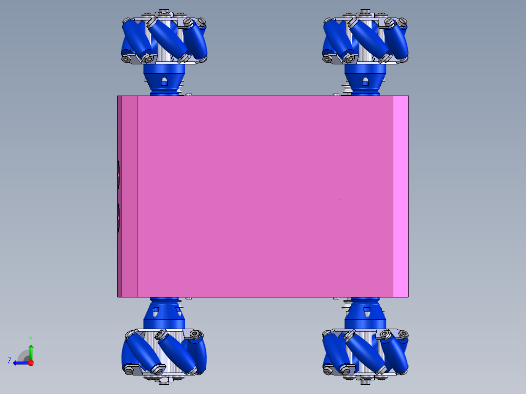 麦克纳姆轮（全向轮）四驱agv小车底盘sw15可编辑右视图