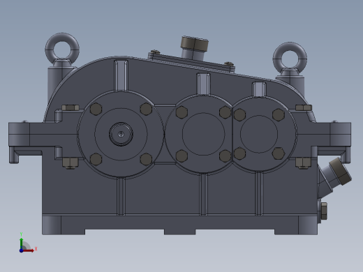 二级圆柱直齿轮并联减速机3D图纸 x_t IGS格式