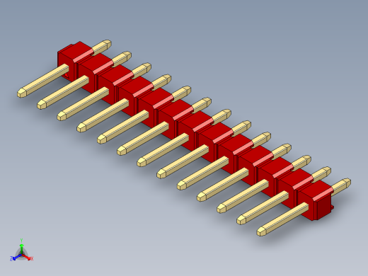 彩色公头100mil（2.54mm）系列-DS1021_red_1x13p_100mil_Type1_rev1.0