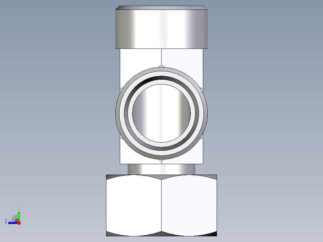 卡套式工业通用硬管接头EO_Standpipe_run_tee_EVL22LOMDCF右视图