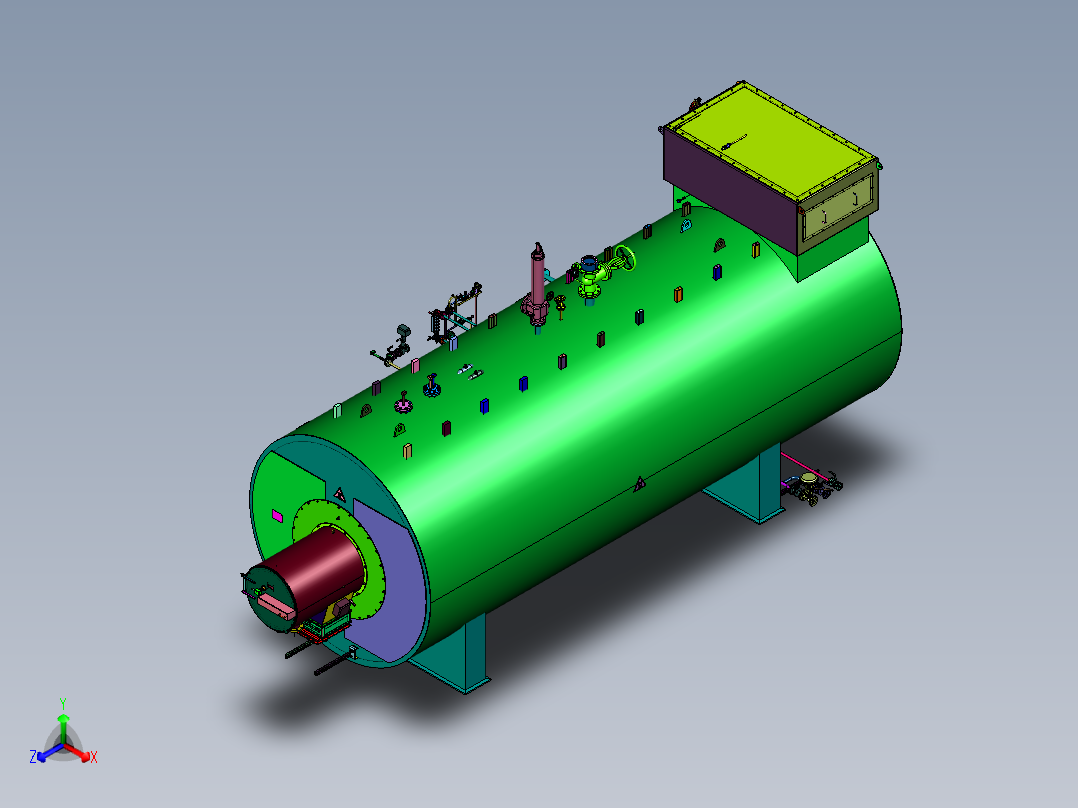 高温烘干燃气热风炉正等轴测图