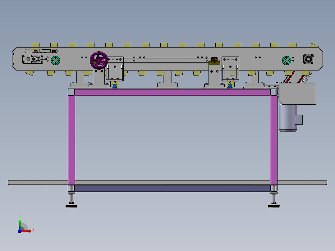 可调节输送带（sw21可编辑+工程图+bom）前视图