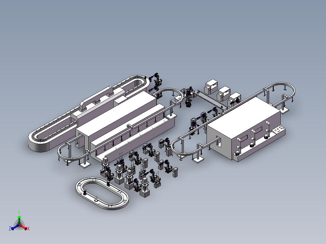 钢瓶生产线sw13可编辑正等轴测图
