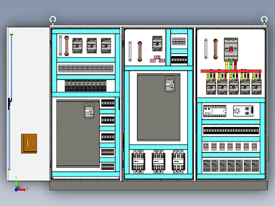 三柜组装变频器铜排前视图