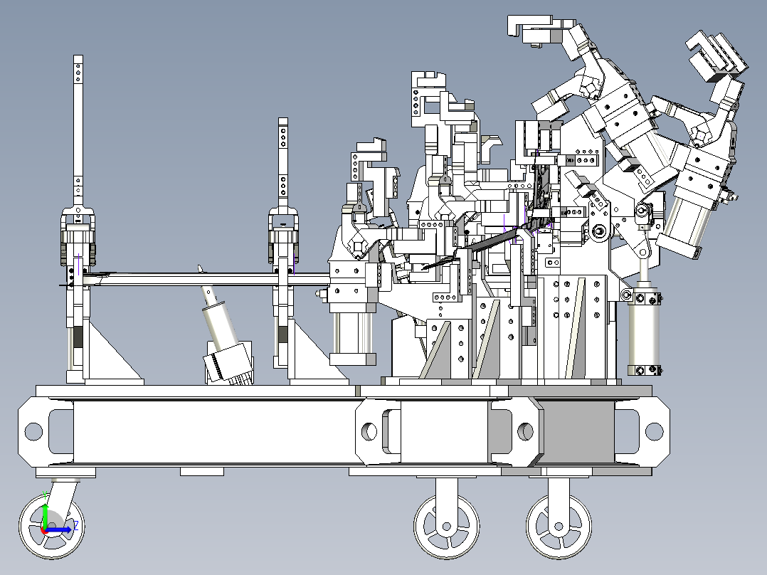 汽车侧围B柱焊装夹具设计左视图