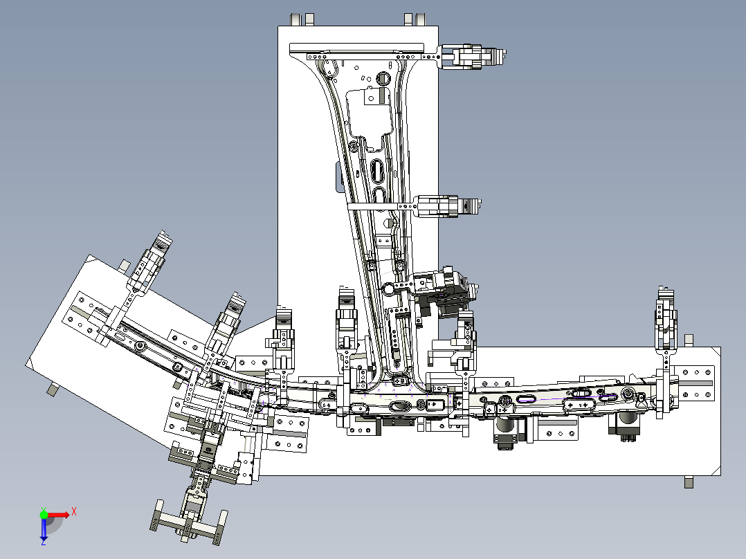 汽车侧围B柱焊装夹具设计俯视图