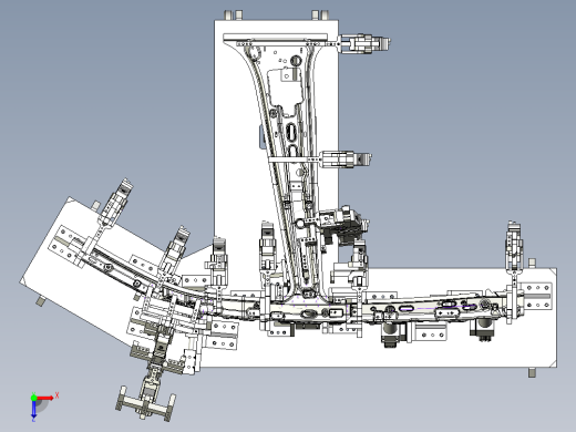 汽车侧围B柱焊装夹具设计俯视缩略图