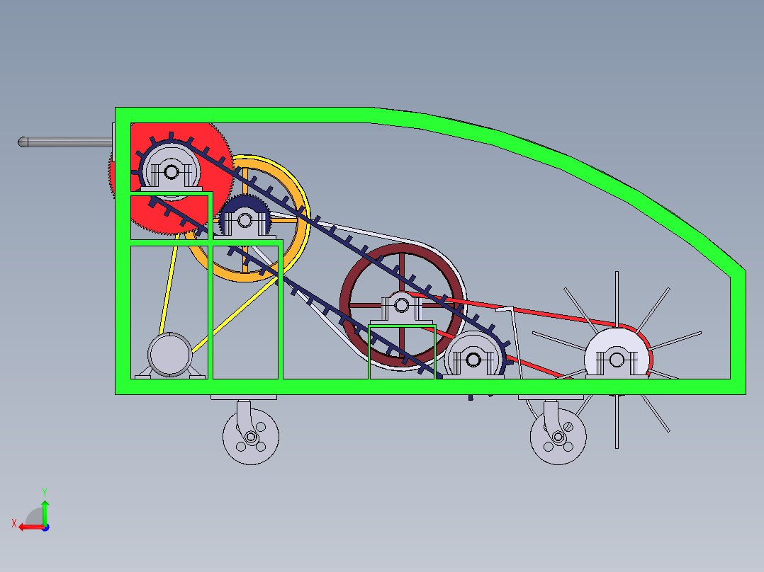 道路垃圾清扫机设计【三维模型+13张CAD图纸+说明素材】+SW后视图
