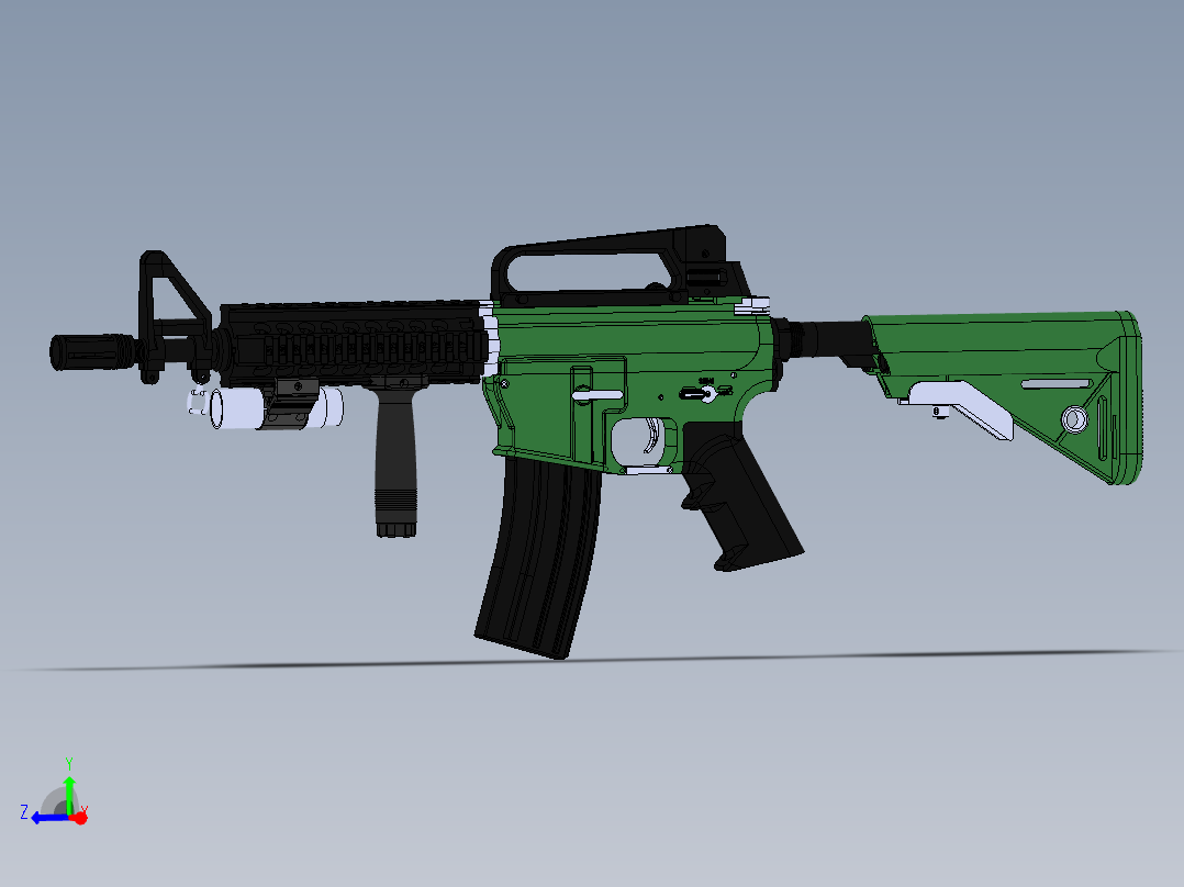 手枪左轮冲锋枪老式狙击步枪设计3D图纸airsoft-mk18-assault-rifle SW STP主视图