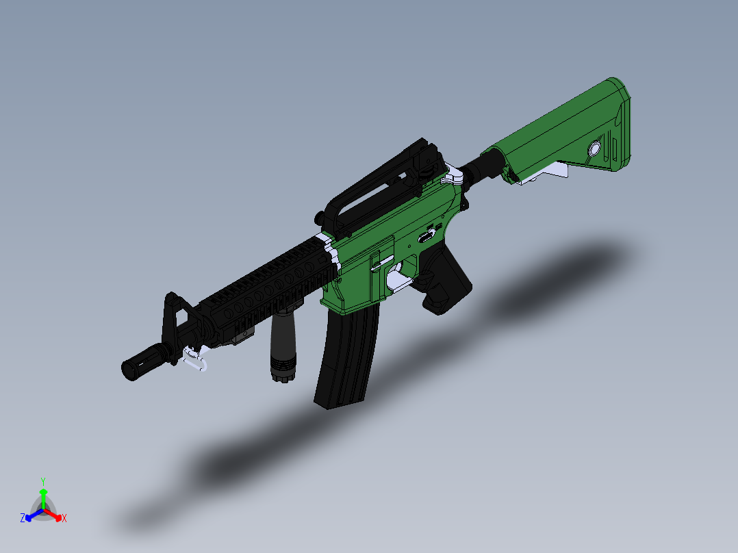 手枪左轮冲锋枪老式狙击步枪设计3D图纸airsoft-mk18-assault-rifle SW STP正等轴测图