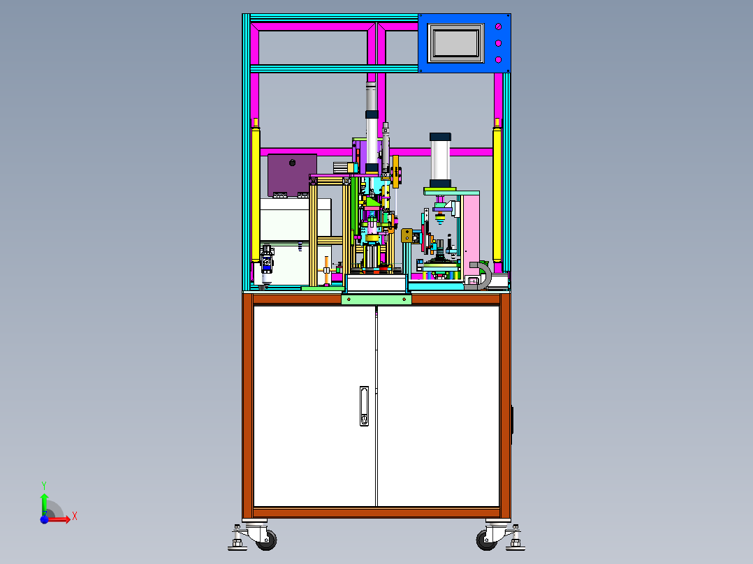 水泵上盖压垫片自动打螺丝一体机前视图
