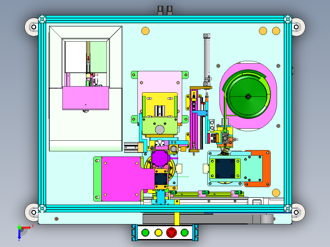 水泵上盖压垫片自动打螺丝一体机俯视图