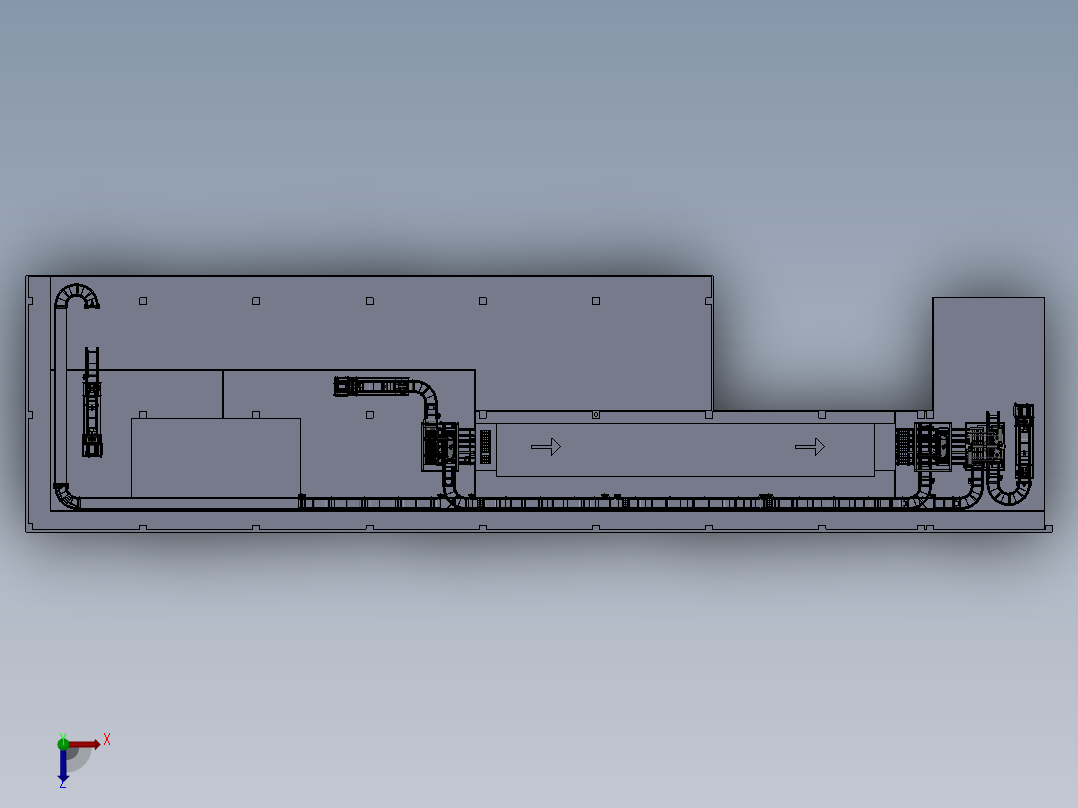 吐司自动烧烤生产线俯视图